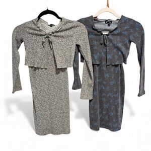 Art Class Tie- Front Cardigan and Dress Set Lot of 2